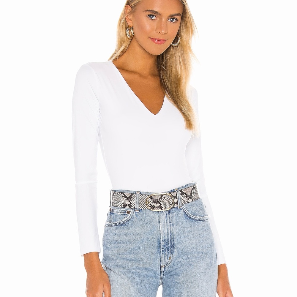 Wolford White V-Neck Long Sleeve Top